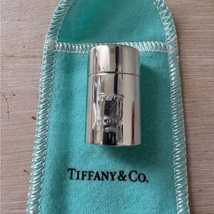 Tiffany & Co. Silver Pill Bottle with Teal Pouch